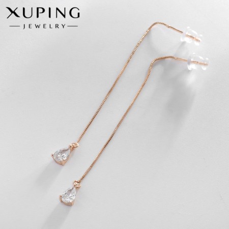 Hanging earrings with rhinestones Xuping broach, shine, white color in pink gold