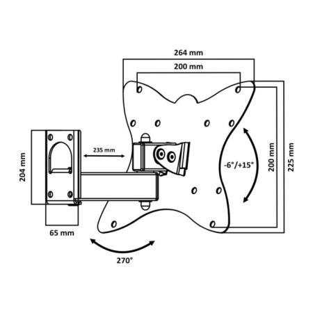 LE’SER LST-201.4 bracket for TV, inclined-horned, 10-55 ", 95-236 mm from the wall, black-1