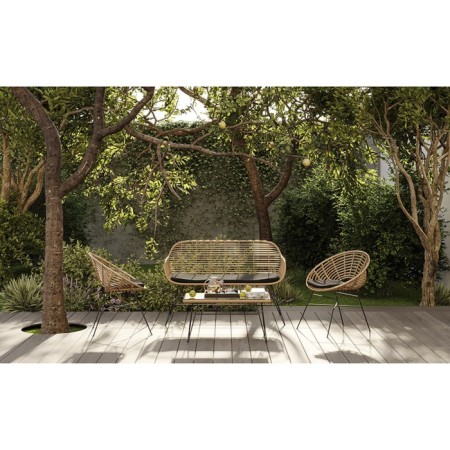 Vetle Round chair, 720 × 600 × 750 mm, artificial rattan, beige color / black-13