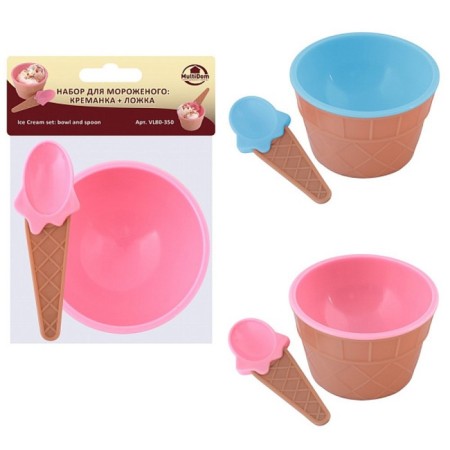 Multida ice cream set: Kremanka, spoon, plastic, color mix