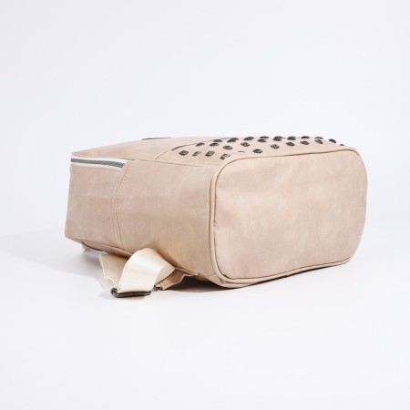 Women's backpack made of artificial leather with lightning, 1 pocket, beige color-4