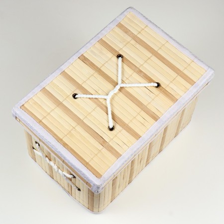 Folding box for storage, 28x38 cm N 23 cm, bamboo, lining, fabric, mix-11