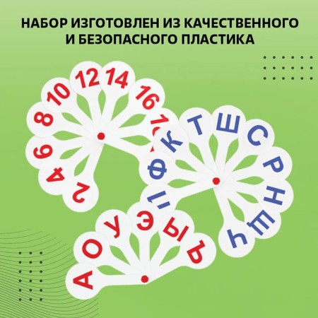 Набор веер-касс, гласные, согласные, цифры от 1 до 20, Calligrata TOP, плотные, 3 штуки, пакет с европодвесом-4