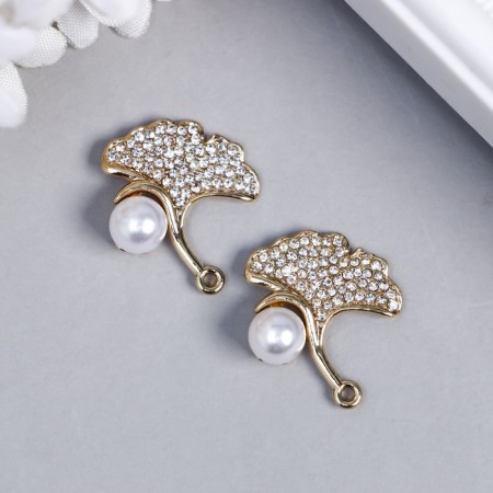 Decor for creativity Metal "petal and pearl" rhinestones 2.2x1.8 cm-2