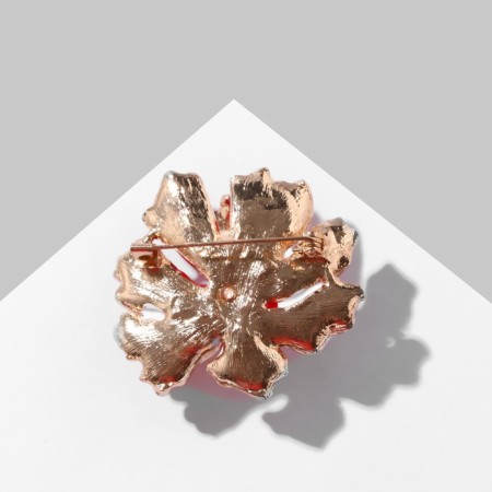 Brooch "Flower" Sea, red-white color in gold-1
