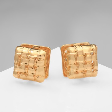 Earrings Metal "Accord" Weaving, Square, Color Gold