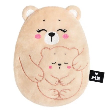 Developing toy "Bear with a bear cub", with cherry bones, 17.5 cm