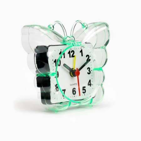 Clock - a boiler room "butterfly", discrete move, dial 5.5 cm, 9 x 8 cm, green-3