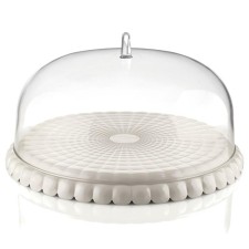 Блюдо сервировочное с крышкой Guzzini Tiffany, d=36 см, цвет молочно-белый
