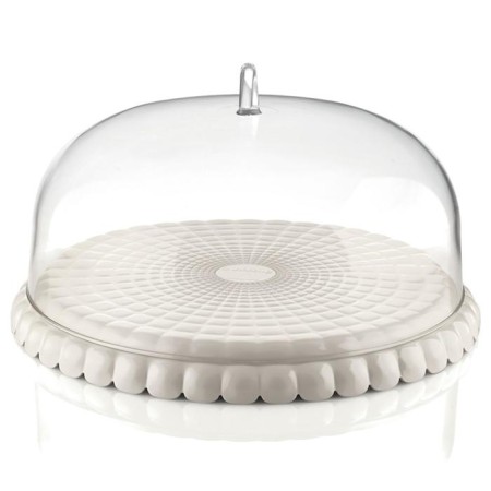 Serving dish with the Guzzini Tiffany lid, D = 36 cm, the color is milky white