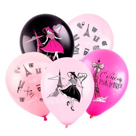 Shar Latex 12 "" SDR Paris ", Assorted, Pastel, 2 tbsp., 2 centers, set of 50 pcs.