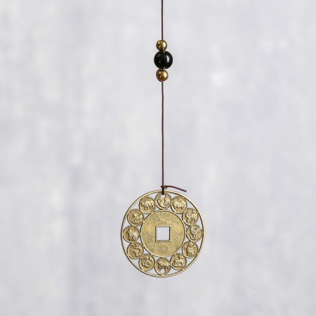 Wind music "Dragon on a coin" 3 bells + 1 suspension 46 cm-5