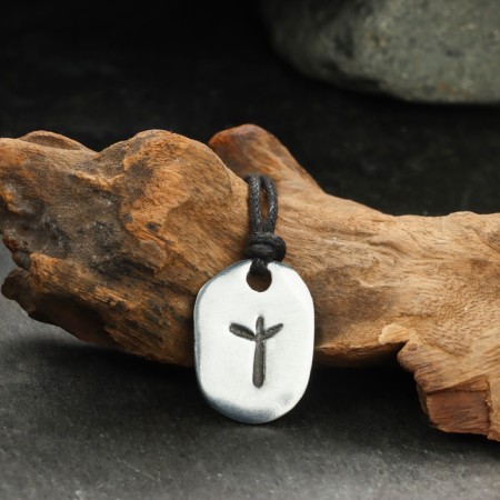 Amulet "Scandinavian runes", Runa Algiz, 21x29mm, metallic