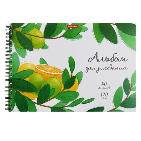 Album for drawing A4, 40 sheets on a spiral, Erichkrause Juicy Fruits, density 120 g/m2, microphorace for separation