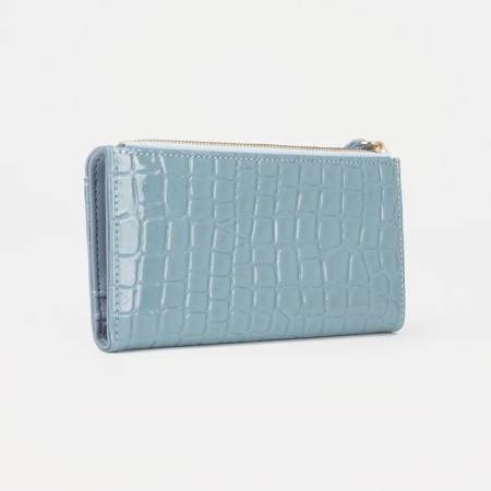 Women's wallet on the button, blue color-1