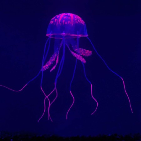Decor for the Aquarium "Medusa" Silicone, with a neon effect, 5 x 5 x 15 cm, purple-1