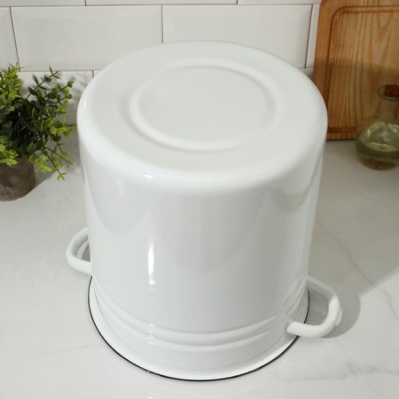 Cylindrical pan, 12 l, metal cover, induction, white color-3