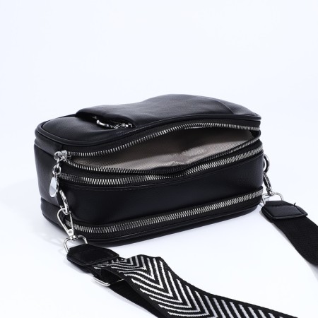 Cross-Bodi bag on zippers, external pocket, black color-6