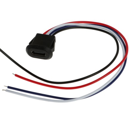 Type-C connector with a wire 10 cm, 4 pin, 2.1 a, 5 V, black