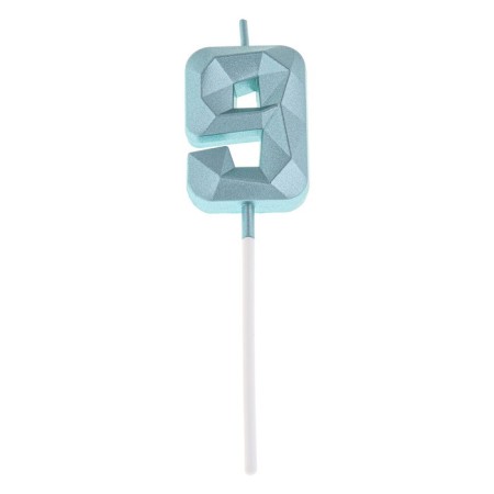 Candle in the cake on the skewer "Almaz", the number "9", blue, 4.8x2.6 cm-5