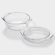 A pan with a lid of heat -resistant glass for baking the fuel shares, 650 ml, 18 × 16 × 5 cm