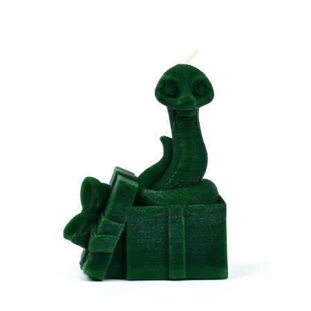Interior candle in the box "Snake with a gift", green 77 x 61 x 35-3