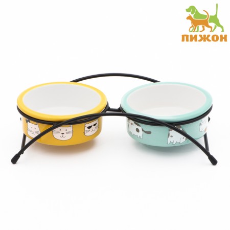 Ceramic bowls on a stand 2 x 250 ml-1