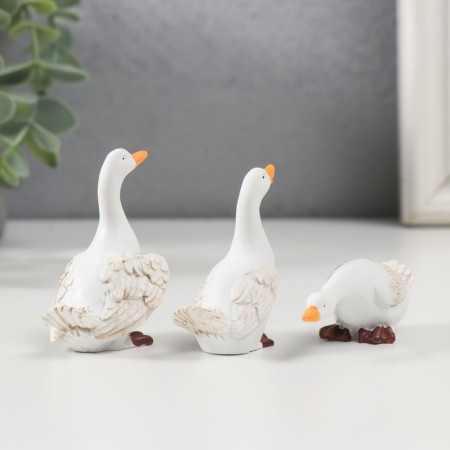Polystone souvenir "White geese on a walk" set of 3 pcs 5.4x5x4 cm-1