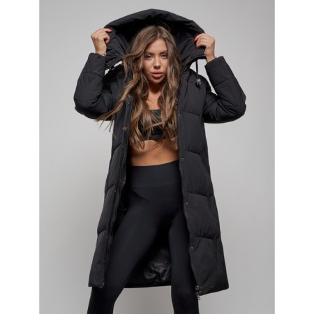 Coat insulated winter female, size 44, black color-12