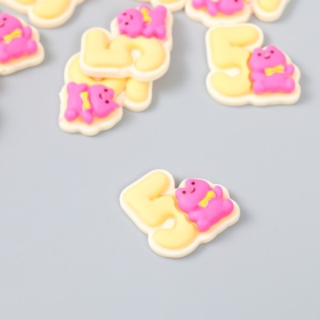 Decor for creativity "Number 5 with an animal" set 10 pcs 1.8x1.8 cm