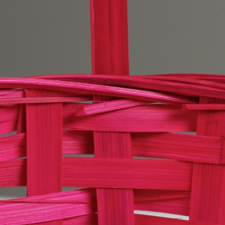 Wicker basket, d21 x 10/34 cm, pink, bamboo-3