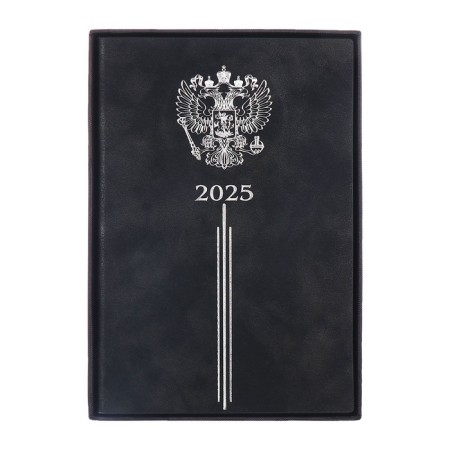 Dated 2025 diary, A5, 176 sheets of Escalada, solid cover of artificial leather, 3D design, foil, liesse embossing, cream block 70 g/m2, black