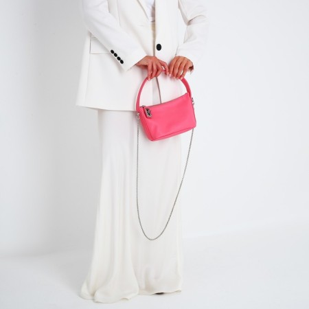 Baget bag with zipper, chain, pink color-9