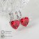 Earrings with rhinestones "Heart" flicker, white-red color in silver