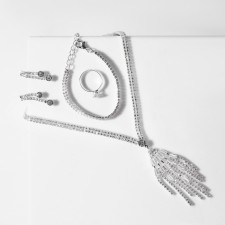 Set 4 objects: earrings, necklaces, bracelet, ring 