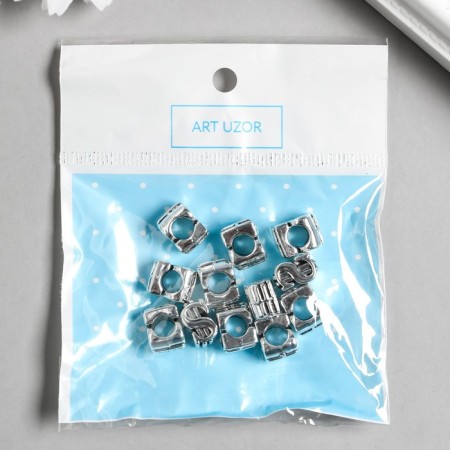 Bead for creativity Metal "dollar" silver 1.1x0.7 cm-2