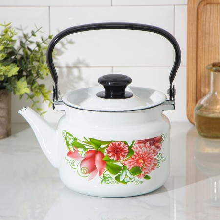 Cylindrical kettle, 2 l, induction, neckline, white color-10
