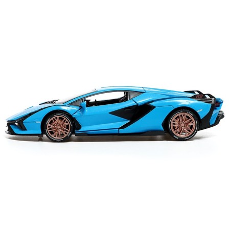 Metal machine, 1:24, inertial, doors, hood, trunk, blue color are opened-1