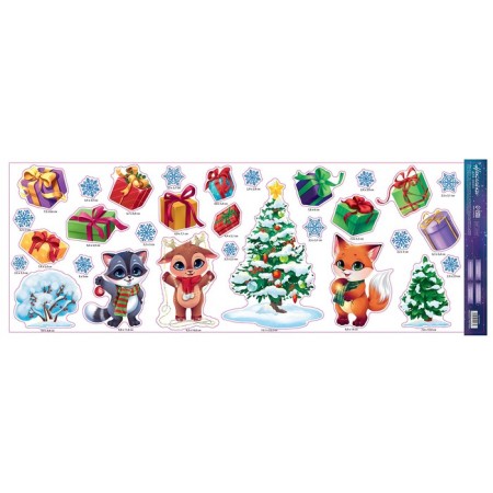 Vinyl stickers on the windows "New Year's holiday", reusable, 70 x 25 cm, New Year-4
