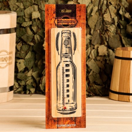 Thermometer alcohol "bottle", wooden 140 s