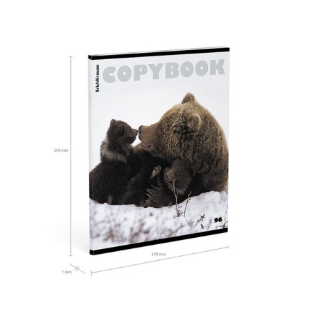 A notebook of 96 sheets in a cage, Erichkrause "Bears", glossy lamination, whiteness 100%, mix-9