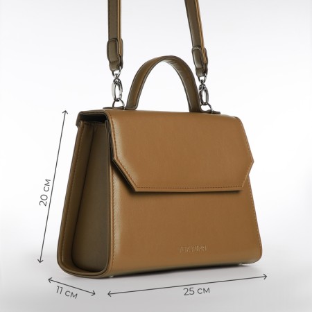 Women's bag Textura, messenger, medium size, brown color-2