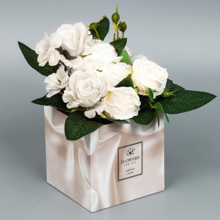 Gift box for flowers with PVC lid, packaging, "silk", 12 x 12 x 12 cm-1
