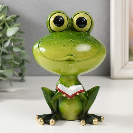 Souvenir Polystone Lac "Frog with a book" 10x7x15 cm