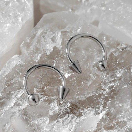 Circular in an eyebrow (piercing) "ball and spike", d = 8 mm, pair, color silver