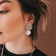 Earrings with pearls "Nephas", white color in silver