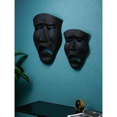 A set of wall figures "Mask is sad", polystone, 60 cm, 2 pcs, black matte color-3