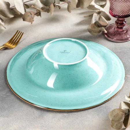 Turquoise pasta plate, 500 ml, d = 25 cm, turquoise color-3