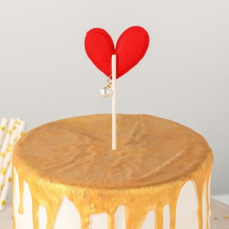 Topper for the cake "Heart", 17.5 × 8 cm, red color-2