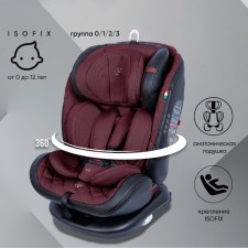 Car Outcarecrate Baby Sweet Baby Ranger 360, ISOFIX mount, group 1/2/3 (0-36 kg), Burgundy color